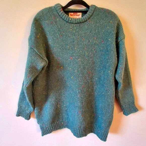 Irish Homecraft Other - IRISH HOMECRAFT Oiled Wool Green Sweater Fisherman Cable Knit Ireland Men's L